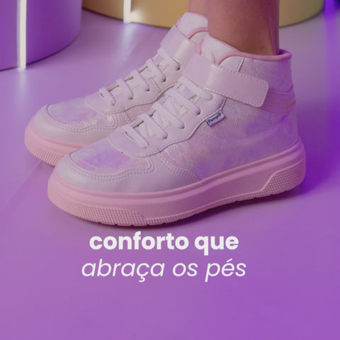 Tênis Infantil Feminino XP24 Cano Médio Braile Nude