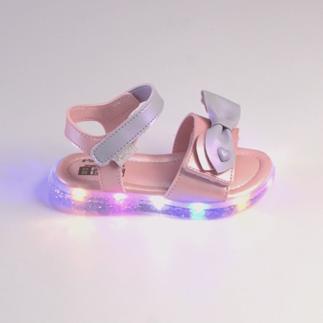Sandália de Led Infantil Pampili Mini Lacinho Rosa Lilás
