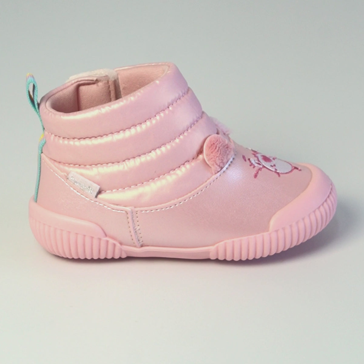 Bota de Bebê Pampili Yuyu Ursinhos Carinhosos Pelúcia Rosa