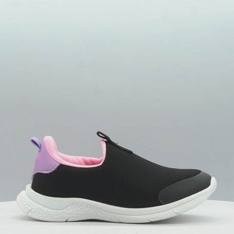 Tênis Infantil Feminino Mini Soft Calce Fácil Preto Lilás