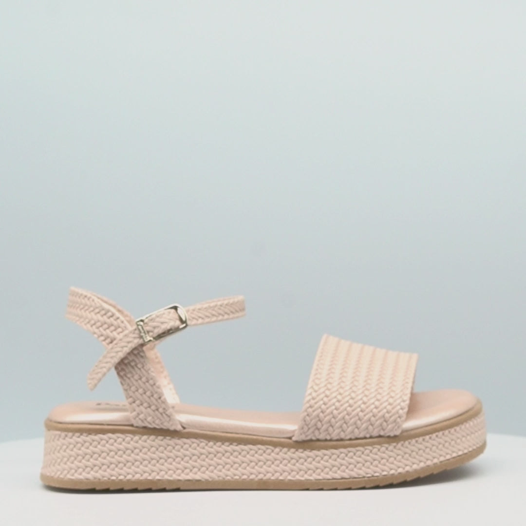 Sandália Infantil Feminina Alana Flatform Tramado Creme