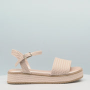 Sandália Infantil Feminina Alana Flatform Tramado Nude