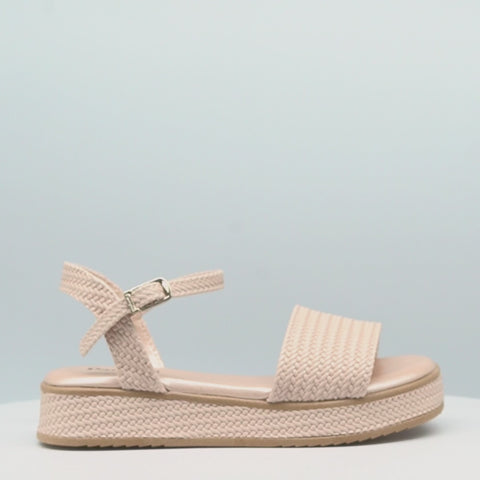 Sandália Infantil Feminina Alana Flatform Tramado Nude