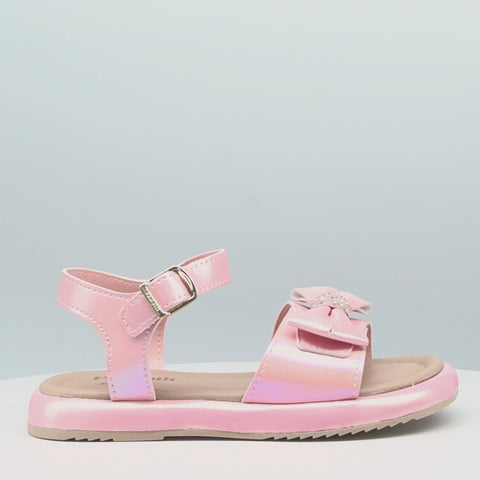 Sandália Infantil Pampili Cora Flatform com Laço Rosa Perolado