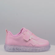 Tênis de Led Infantil Feminino Sneaker Luz Coração Verniz Rosa