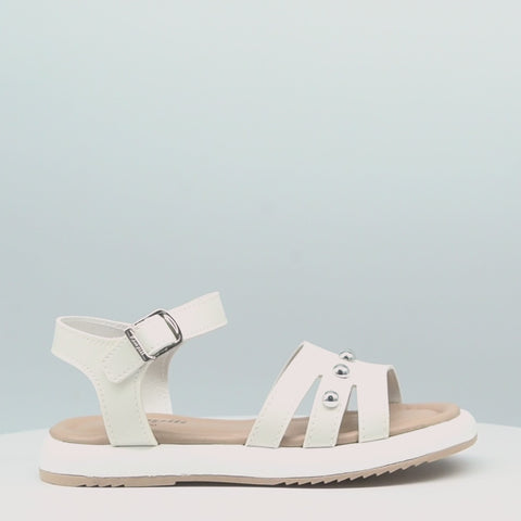 Sandália Infantil Pampili Cora Flatform com Esferas Branca