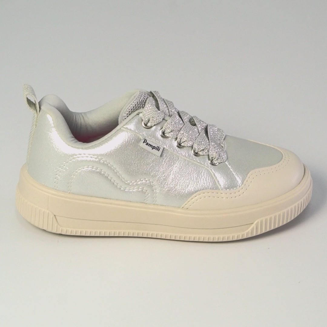 Tênis Infantil Feminino Up Metálico Nude Prata