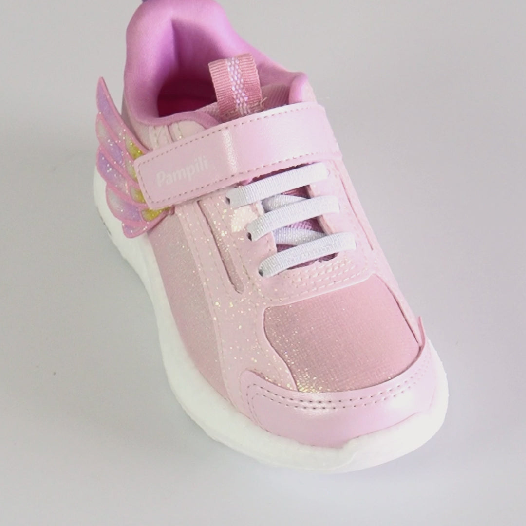 Tênis Infantil Feminino Bubble Asas 3D Colorida Rosa