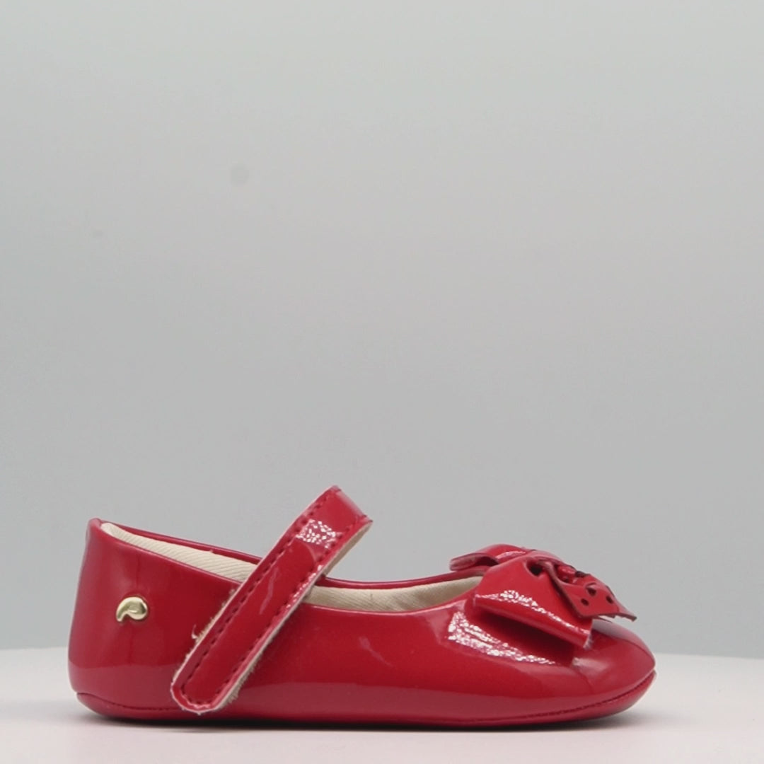 Sapato de Bebê Nina Duplo Laço Vermelho