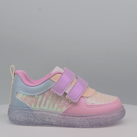 Tênis de Led Infantil Pampili Sneaker Luz Paetê Candy Color