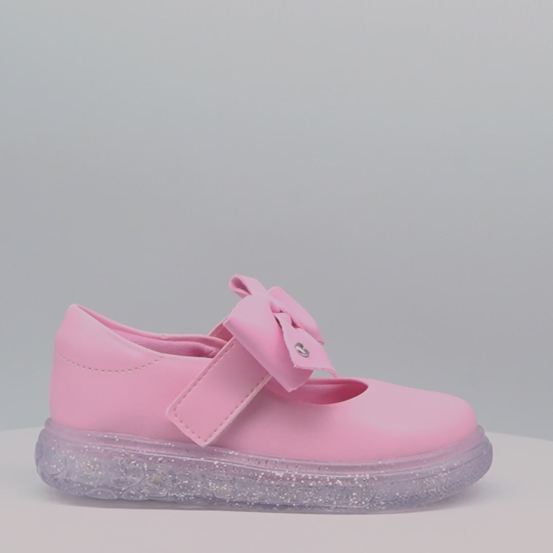 Tênis de Led Pampili Sneaker Luz Mary Jane Laço Rosa Claro