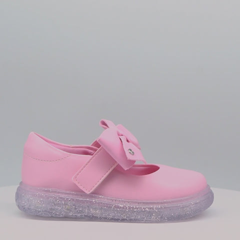Tênis de Led Pampili Sneaker Luz Mary Jane Laço Rosa Claro