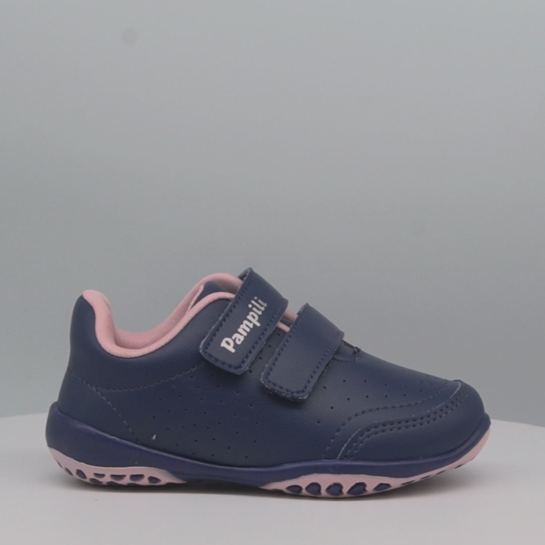 Tênis Infantil Pampili Honey Escolar Fecho Duplo Azul Marinho