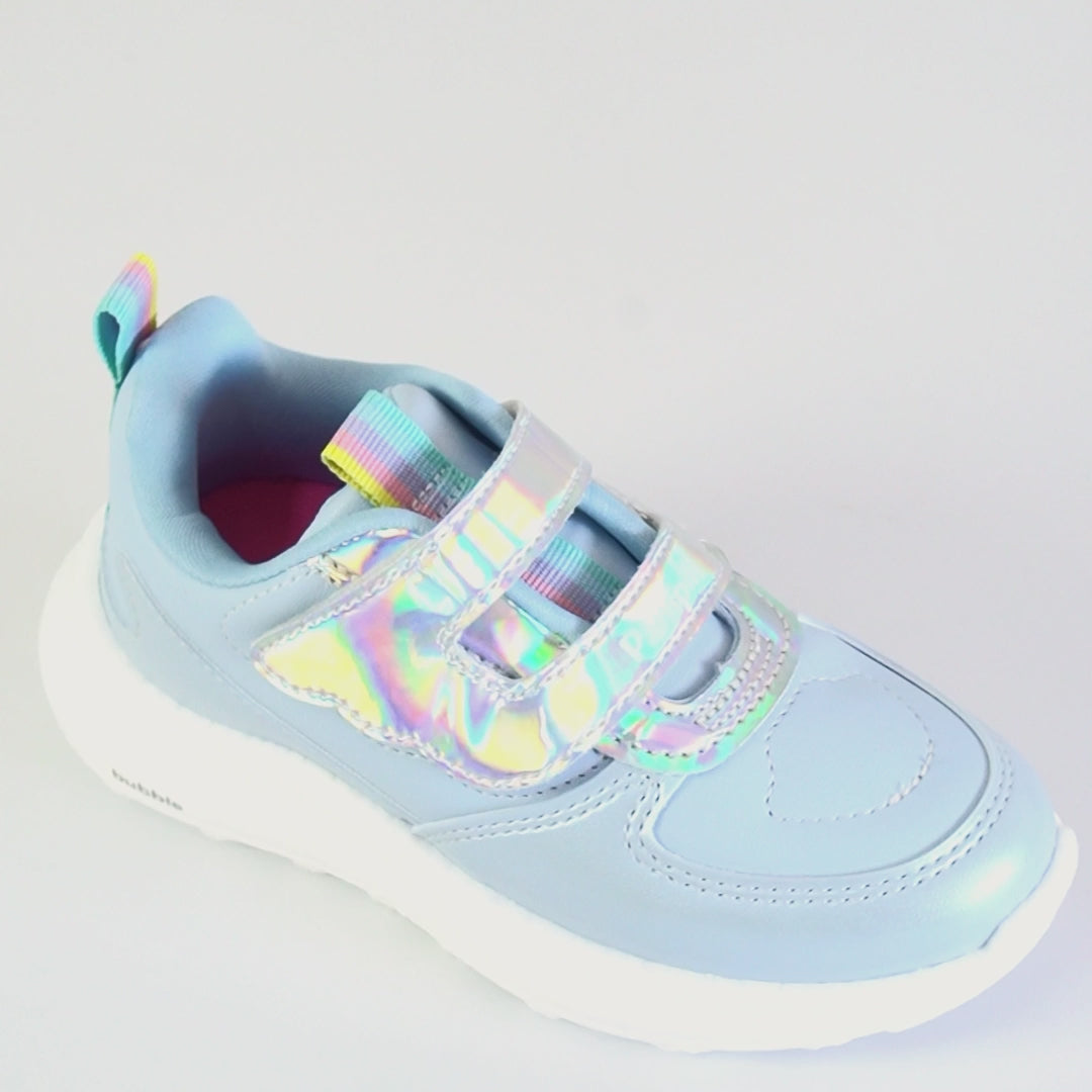 Tênis Infantil Feminino Bubble Holográfico Azul Sky
