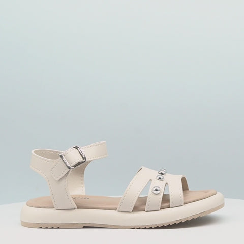 Sandália Infantil Pampili Cora Flatform com Esferas Nude
