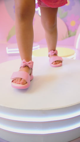Sandália Papete Infantil Pampili Bia Laço Removível Rosa Claro