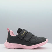 Tênis Infantil Feminino Mini Soft Costura Casual Preto Rosa