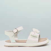 Sandália Infantil Pampili Cora Flatform com Laço Branca Perolada