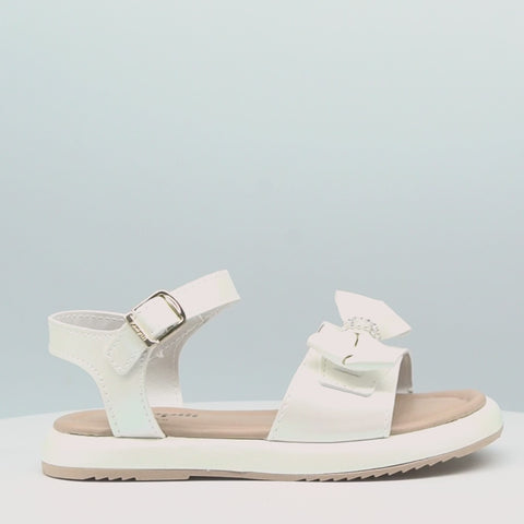 Sandália Infantil Pampili Cora Flatform com Laço Branca Perolada