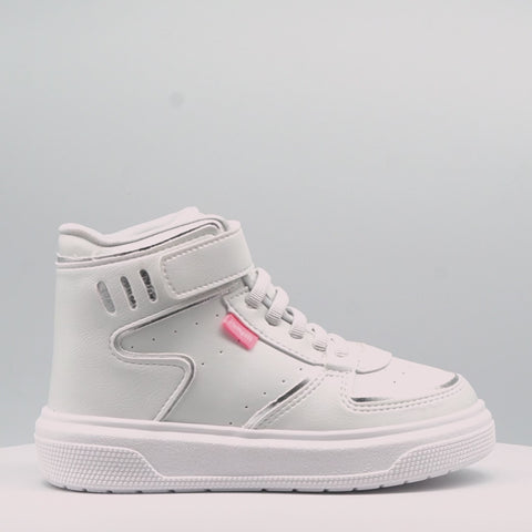 Tênis Infantil Feminino XP24 Cano Alto Branco e Prata