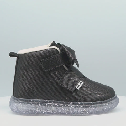 Tênis de Led Cano Médio Pampili Sneaker Luz Glitter Preto