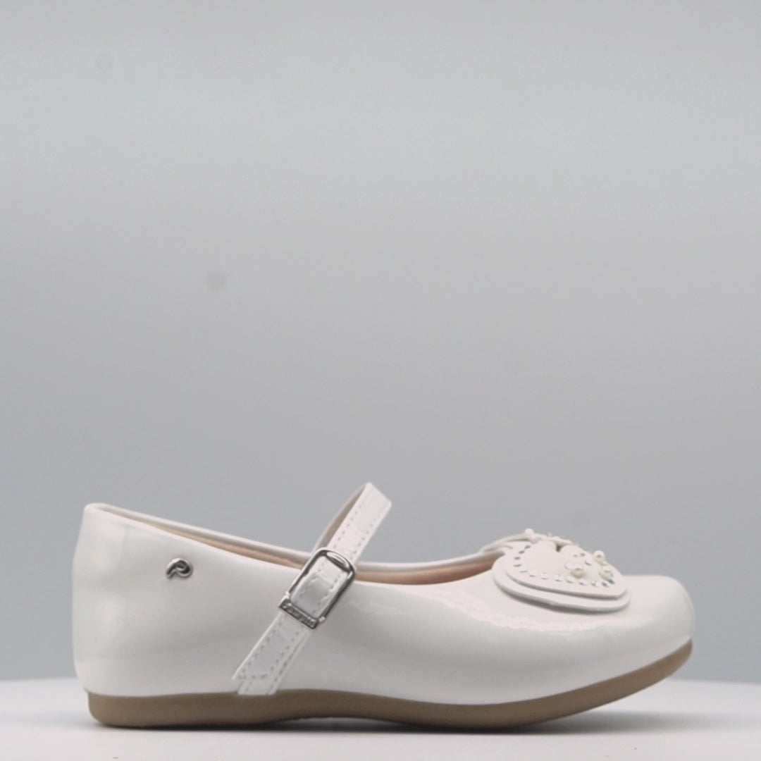 Sapato Infantil Feminino Mini Angel Duplo Laço Branco Verniz
