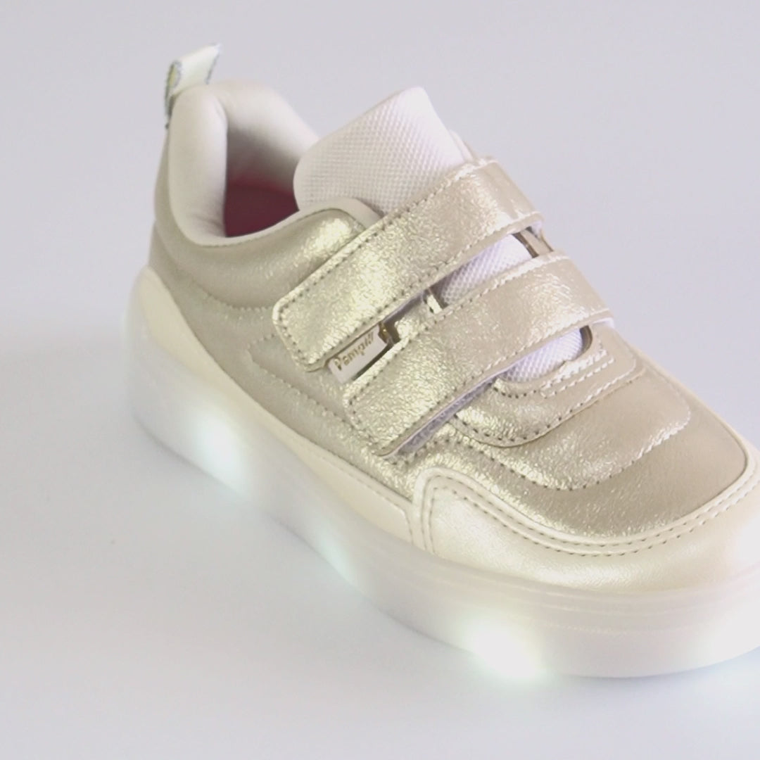 Tênis de Led Infantil Pampili Stella Dourado