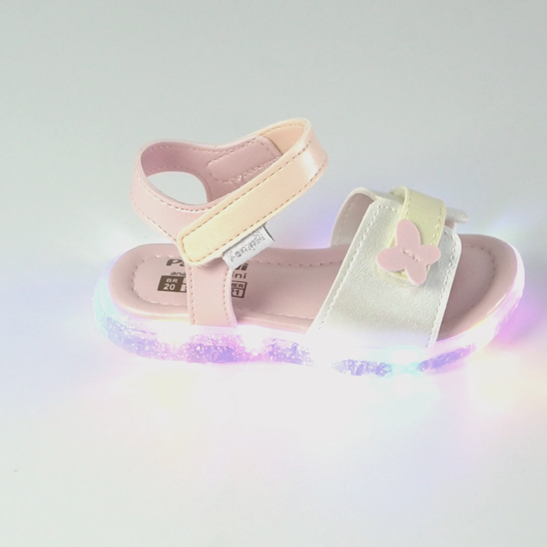 Sandália de Led Infantil Pampili Mini Borboleta Cintilante Colorida