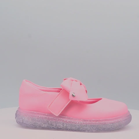 Tênis de Led Pampili Sneaker Luz Mary Jane Laço Rosa Neon