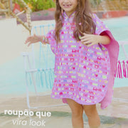 Roupão de Banho Infantil com Capuz Pampili Candy Lilás