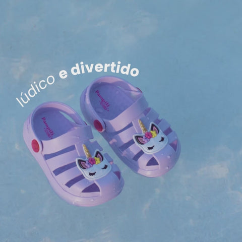 Babuche Infantil Feminina Pink Glee Unicórnio Lilás