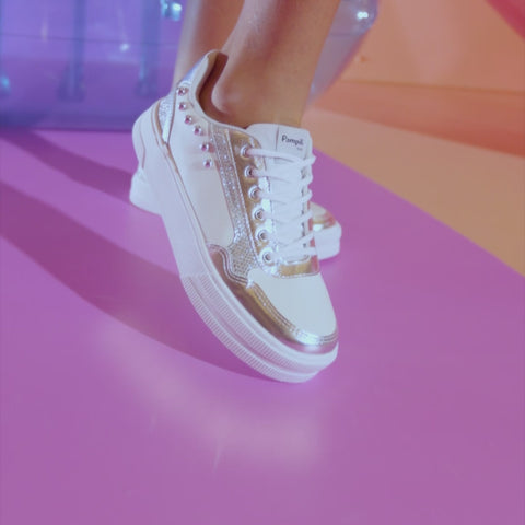 Tênis Infantil Feminino XT 25 Esferas Branco Prata