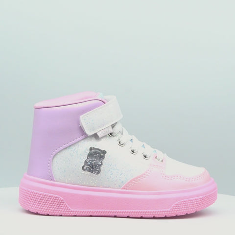 Tênis de Led Infantil XP24 Cano Médio Ursinho Rosa Branco