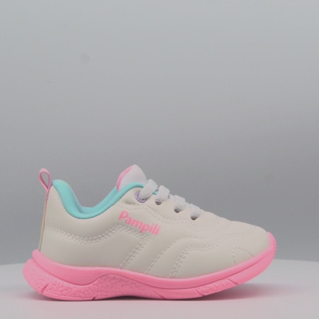 Tênis Infantil Feminino Mini Soft Costura Branco Colorido