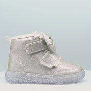 Tênis de Led Cano Médio Pampili Sneaker Luz Glitter Off Prata