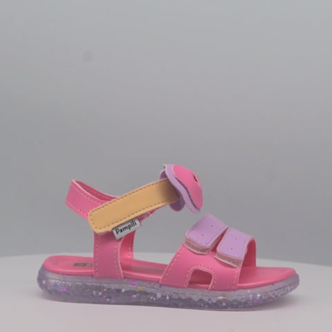 Sandália Infantil Feminina Mini Led Laço Colorida