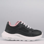 Tênis Infantil Feminino Bubble Telado Preto e Rosa