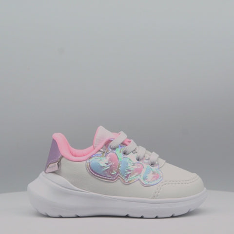 Tênis Infantil Feminino Sky Coração Holográfico Branco