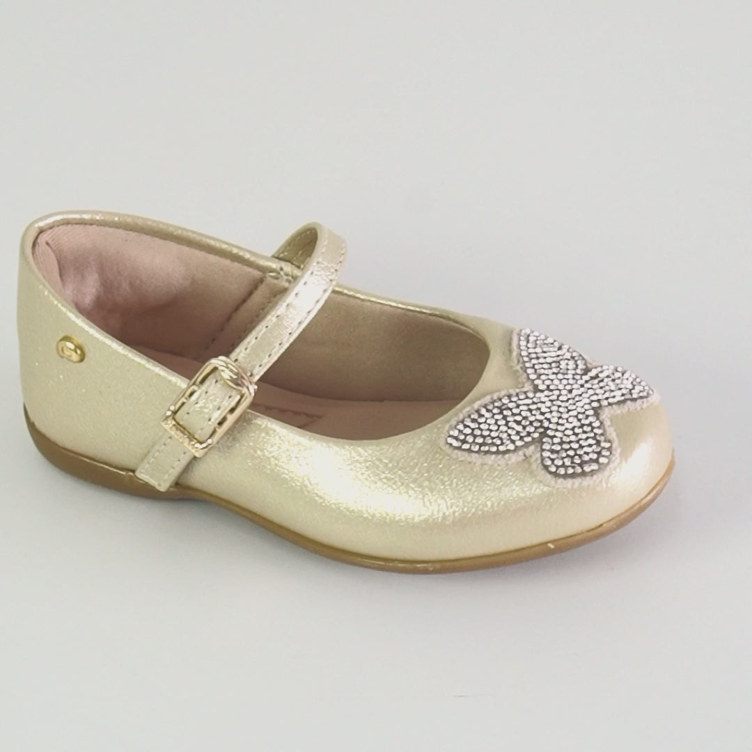 Sapatilha Infantil Pampili Bailarina Borboleta Dourada