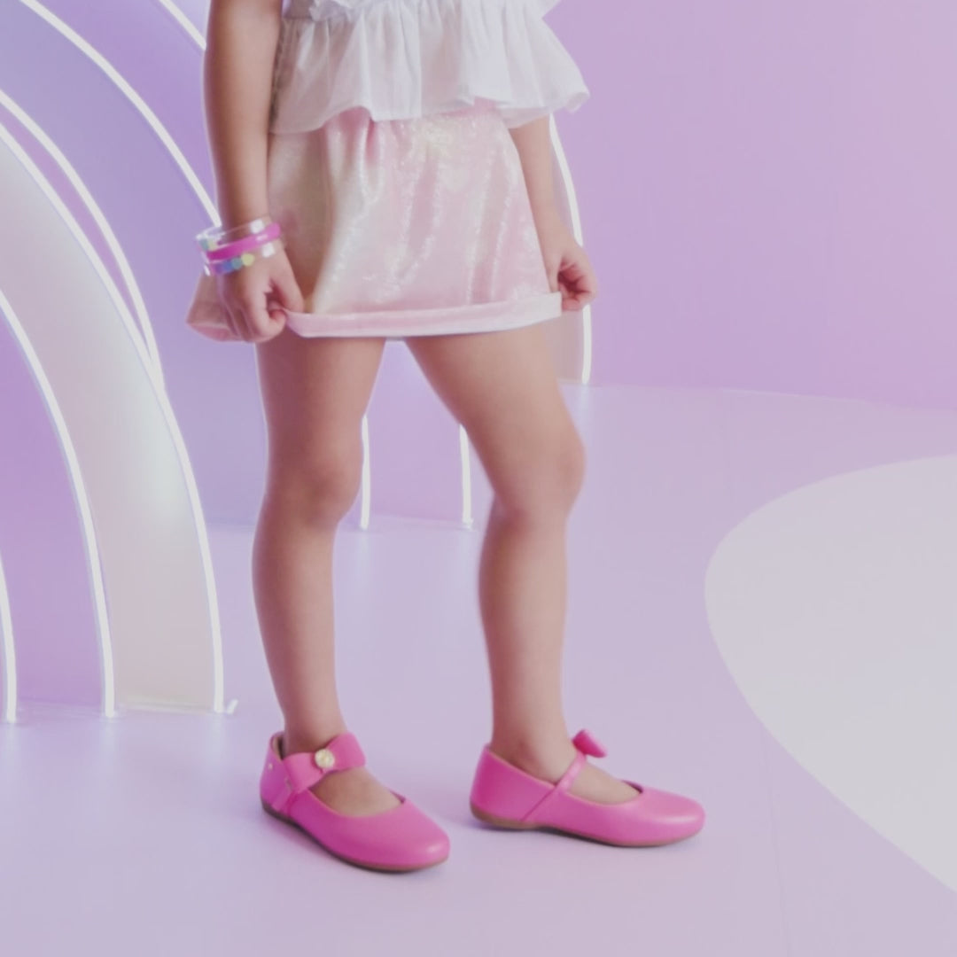Sapato Infantil Feminino Bailarina Laço Removível Rosa