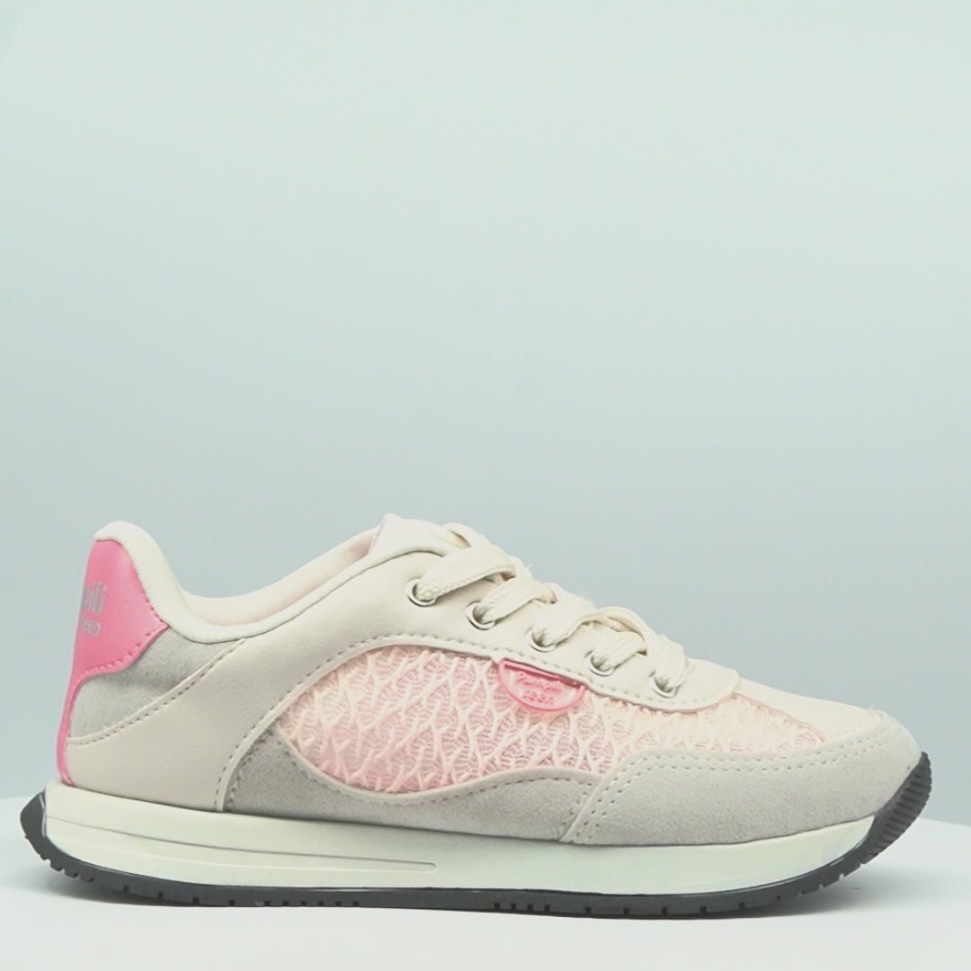 Tênis Infantil Feminino Zeal Tela Rendada Nude