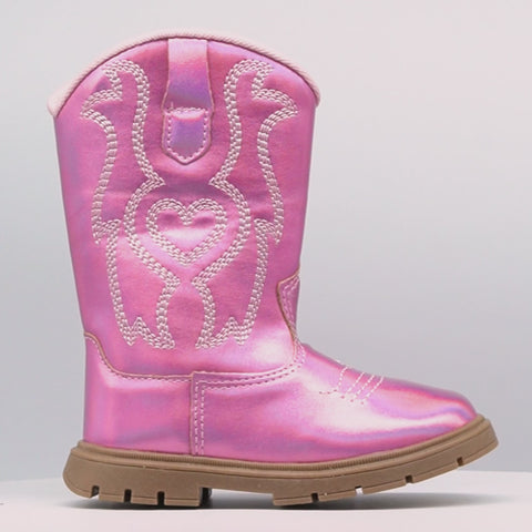 Bota Infantil Feminina Annie Western Rosa Metalizado