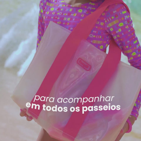 Bolsa de Praia Infantil Pampili Perolada Rosa Neon