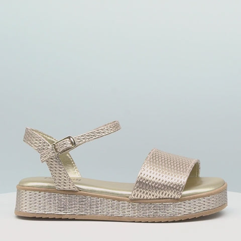 Sandália Infantil Feminina Alana Flatform Tramado Dourada