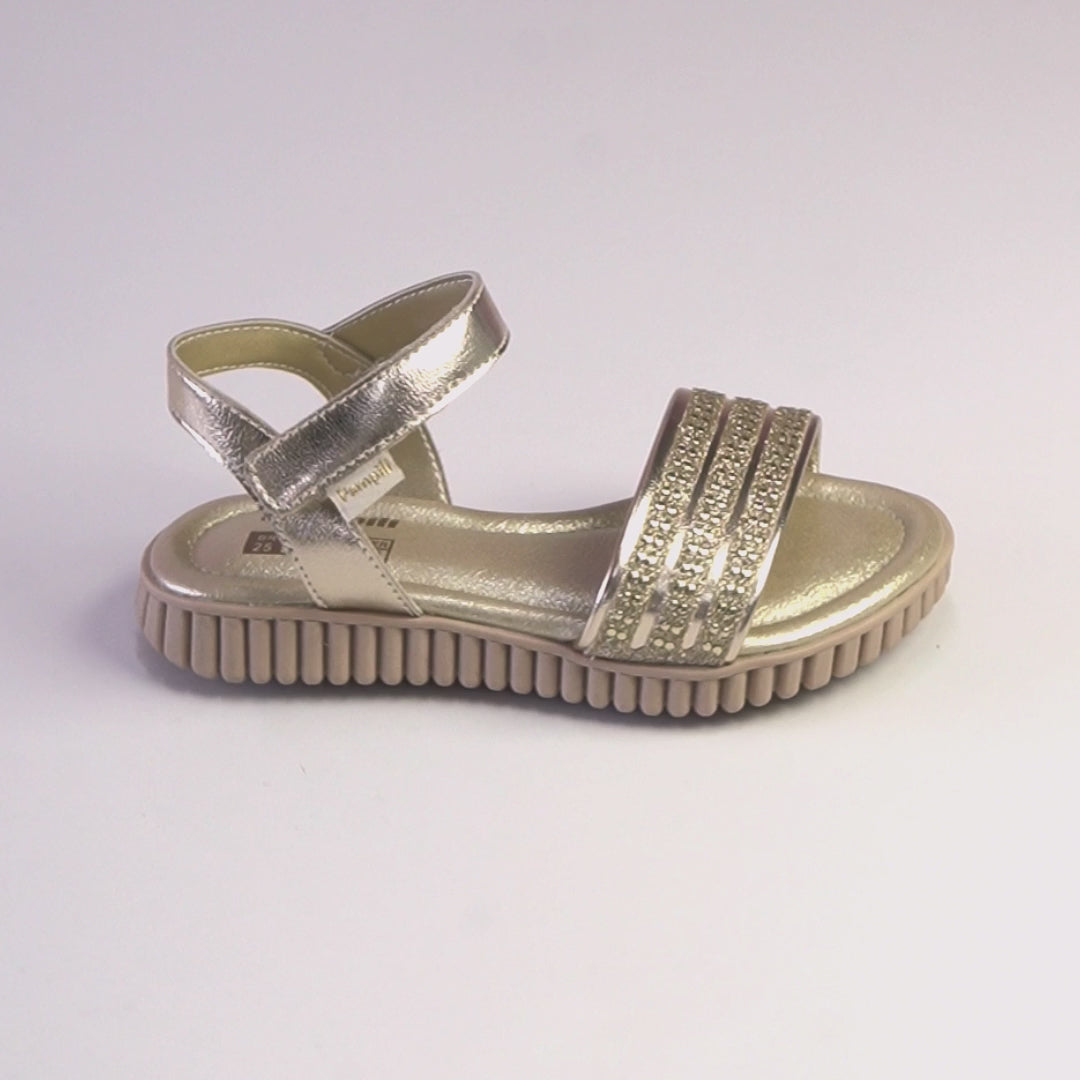 Sandália Infantil Feminina Candy Glitter Dourada