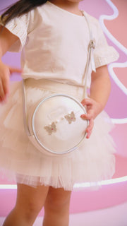 Bolsa de Led Infantil Pampili Borboletas Branca Perolada