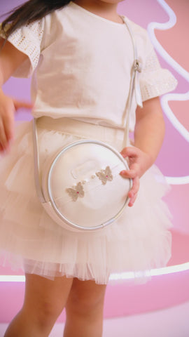 Bolsa de Led Infantil Pampili Borboletas Branca Perolada