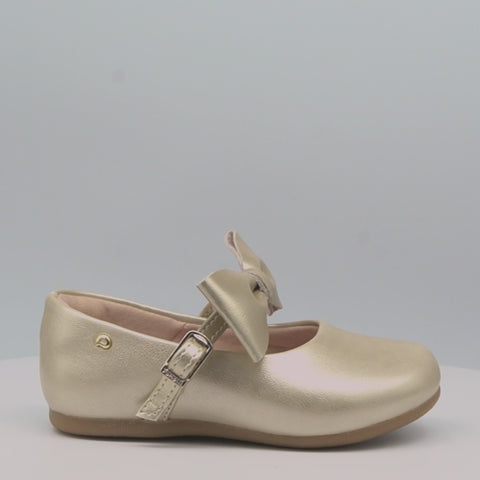 Sapato Infantil Feminino Pampili Angel com Laço Removível Dourado