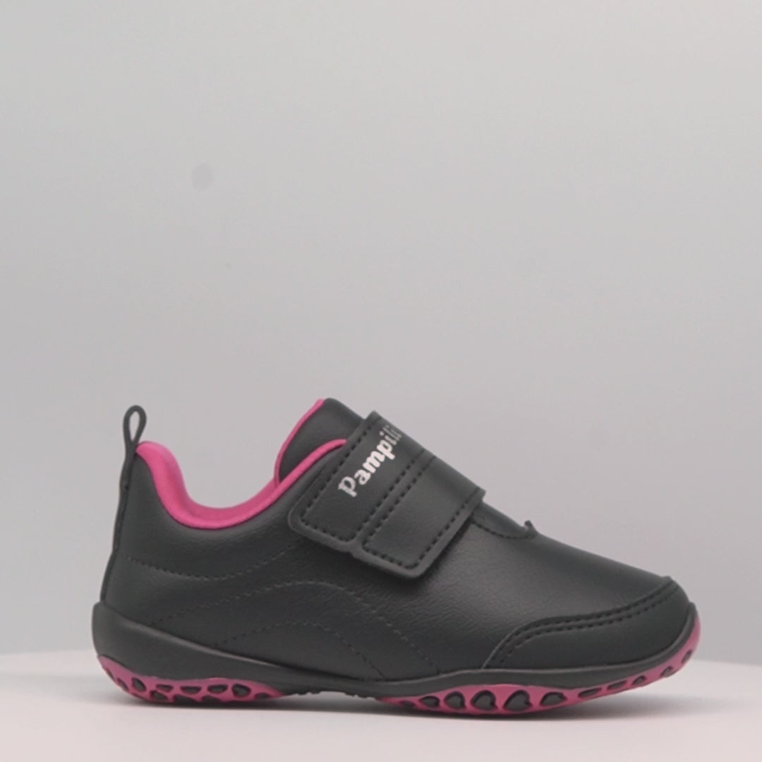 Tênis Escolar Infantil Pampili Honey Preto e Pink - Vem com Estojo!