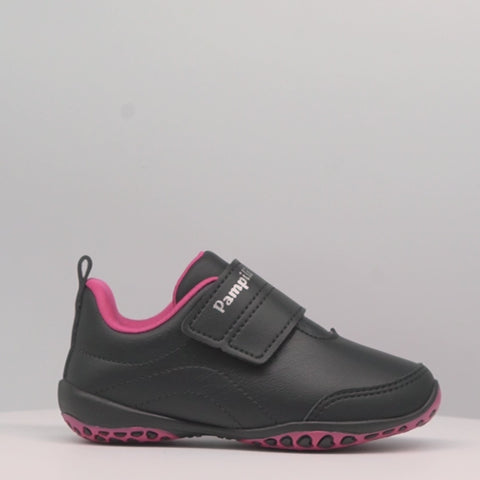Tênis Escolar Infantil Pampili Honey Preto e Pink - Vem com Estojo!